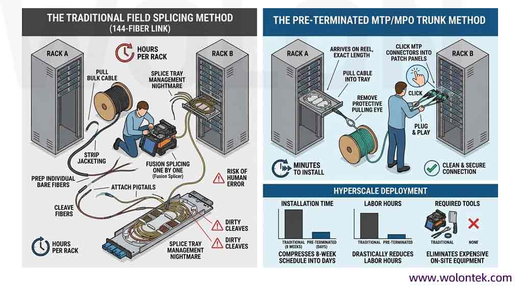 Field Splicing vs. MTP/MPO Trunk Cables