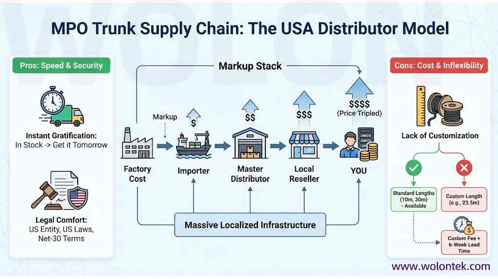 Sourcing MPO Cable MPO Trunk Supply Chain: The USA Distributor Model